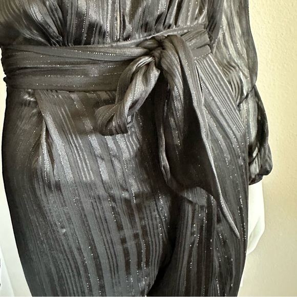 Victoria secret black plisse wrap wide-leg jumpsuit,  Chiffon Wrap Jumpsuit. - Picture 6 of 10